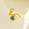 Wholesale Jewelry Stainless Steel Irregular Geometric Opening Ring Set With Stone Light Luxury Style Electroplated