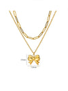 Wholesale Jewelry Stainless Steel 18K Electroplated Bow Cross Chain Double Layer Overlapping Necklace