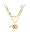 Wholesale Jewelry Stainless Steel 18K Electroplated Bow Cross Chain Double Layer Overlapping Necklace