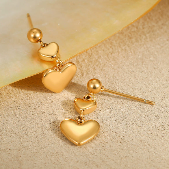 Wholesale Jewelry Stainless Steel 18K Electroplating Heart Shape Geometric Women's Earrings