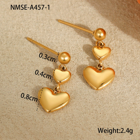 Wholesale Jewelry Stainless Steel 18K Electroplating Heart Shape Geometric Women's Earrings