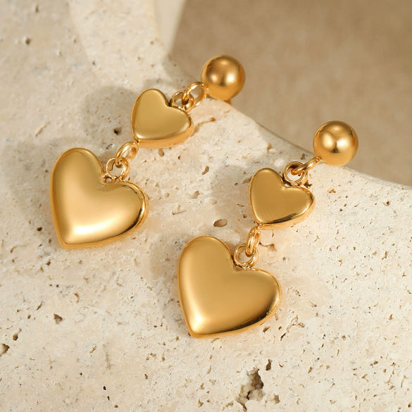 Wholesale Jewelry Stainless Steel 18K Electroplating Heart Shape Geometric Women's Earrings