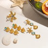 Wholesale Jewelry Stainless Steel 18K Geometric Electroplating Ocean Style Starfish Shell Earrings And Rings For Women