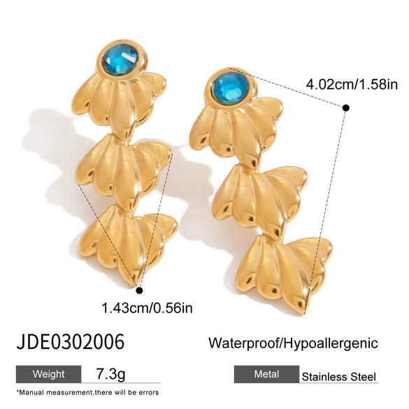 Wholesale Jewelry Stainless Steel 18K Geometric Electroplating Ocean Style Starfish Shell Earrings And Rings For Women