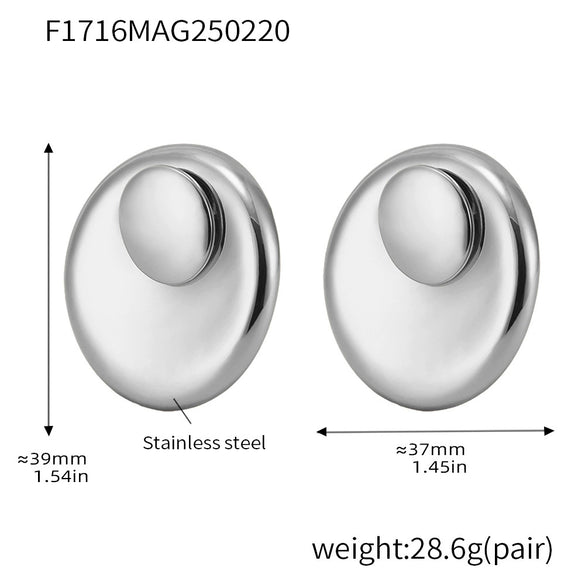 Wholesale Jewelry 316L Stainless Steel 18K Gold Plated Exaggerated Big Round Earrings With Stars Sun And Moon Clouds Universe Pattern