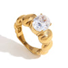 Wholesale Jewelry Stainless Steel 18K Gold Plated Geometric Bead Ring For Women