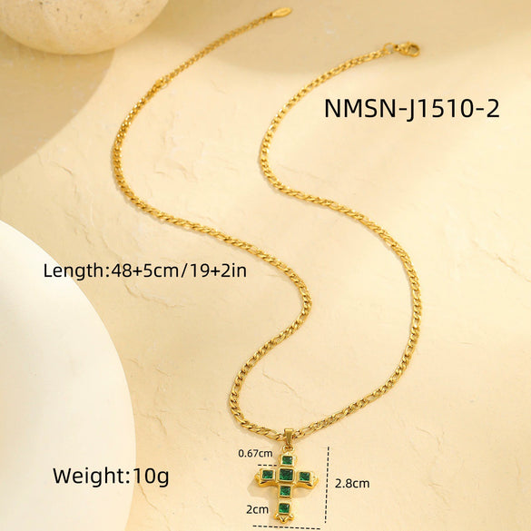 Wholesale Jewelry Stainless Steel 18K Gold Plated Geometric Cross Pendant Necklace For Women