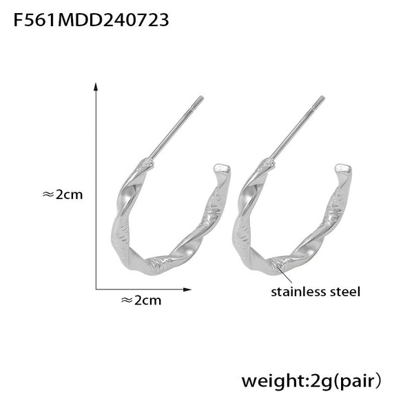 Wholesale Jewelry Stainless Steel 18K Gold Plated Geometric Cshaped Twisted Earrings For Women