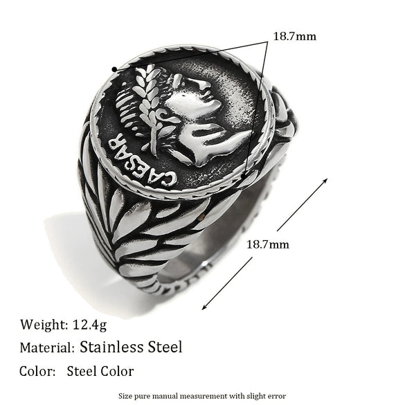 Wholesale Jewelry Stainless Steel 18K Gold Plated Geometric Hip Hop Retro Men's Ring