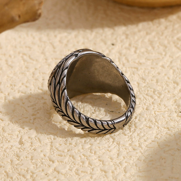 Wholesale Jewelry Stainless Steel 18K Gold Plated Geometric Hip Hop Retro Men's Ring