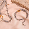 Wholesale Jewelry Stainless Steel 18K Gold Plated Geometric O Shaped Chain Splicing Necklace Set And Bracelet For Women