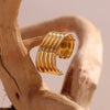 Wholesale Jewelry Stainless Steel 18K Gold Plated Geometric Retro Open Multilayer Striped Ring For Women