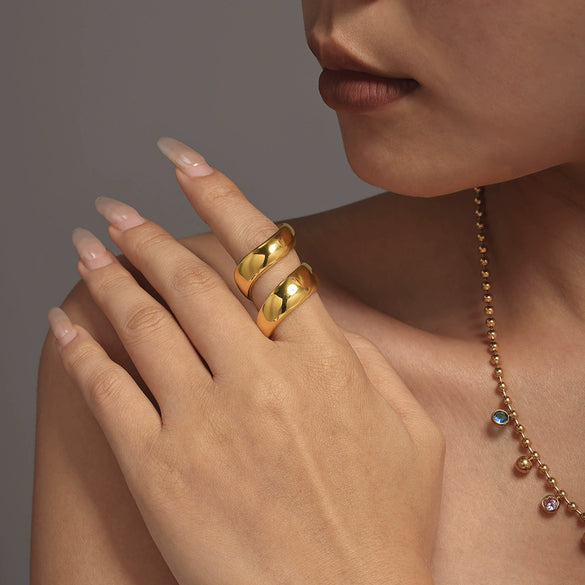 Wholesale Jewelry Stainless Steel 18K Gold Plated Geometric Sshaped Thread Winding Ring