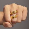 Wholesale Jewelry Stainless Steel 18K Gold Plated Geometric Sshaped Thread Winding Ring