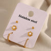 Wholesale Jewelry Stainless Steel 18K Gold Plated Geometric Style Flower Round Star Umbrella Ushaped Earrings And Ring 3Piece Set