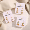 Wholesale Jewelry Stainless Steel 18K Gold Plated Geometric Style Flower Round Star Umbrella Ushaped Earrings And Ring 3Piece Set