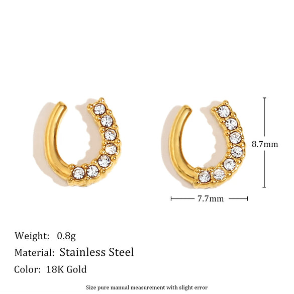 Wholesale Jewelry Stainless Steel 18K Gold Plated Geometric Style Flower Round Star Umbrella Ushaped Earrings And Ring 3Piece Set