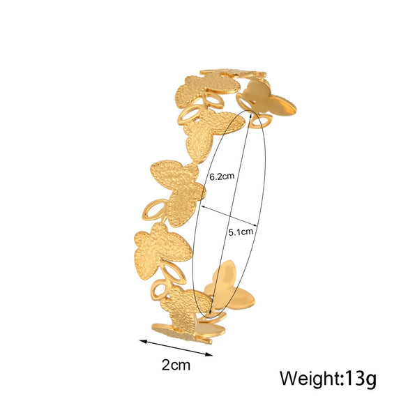 Wholesale Jewelry Stainless Steel 18K Gold Plated Open Butterfly Bracelet Fashionable Elegant