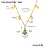 Wholesale Jewelry 316L Stainless Steel 18K Gold Plated Plant Flowers Enamel Glazed Zircon Necklace Earrings Set For Women