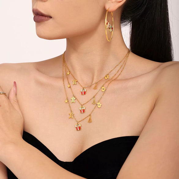 Wholesale Jewelry 316L Stainless Steel 18K Gold Plated Plant Flowers Enamel Glazed Zircon Necklace Earrings Set For Women