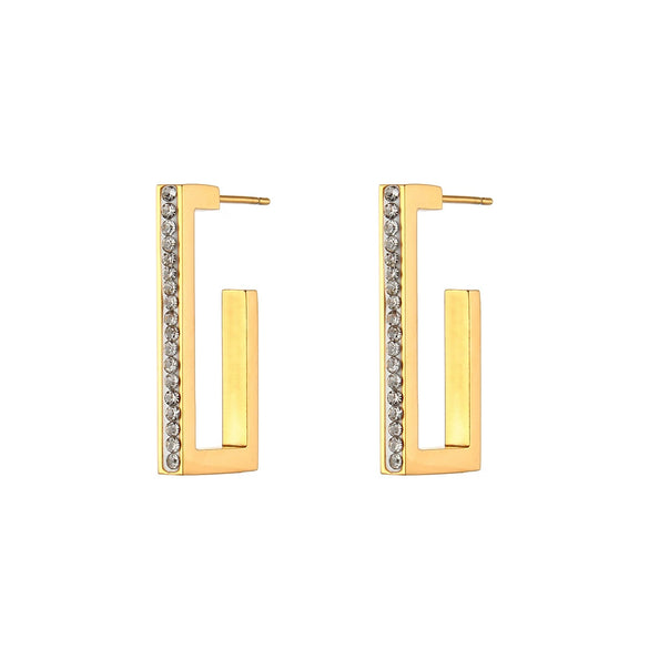 Wholesale Jewelry Stainless Steel 18K Gold Plated Rectangular Geometric Earrings