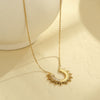 Wholesale Jewelry Stainless Steel 18K Gold Plated Semicircle Sunflower Inlaid White Zircon Necklace For Women Geometric Style