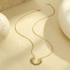 Wholesale Jewelry Stainless Steel 18K Gold Plated Semicircle Sunflower Inlaid White Zircon Necklace For Women Geometric Style