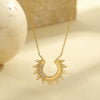 Wholesale Jewelry Stainless Steel 18K Gold Plated Semicircle Sunflower Inlaid White Zircon Necklace For Women Geometric Style