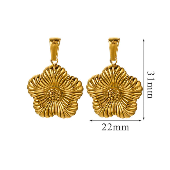 Wholesale Jewelry Stainless Steel 18K Goldplated Creative Flower Pendant Necklace