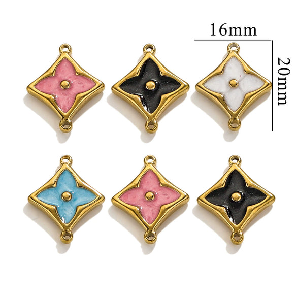 Wholesale Jewelry Stainless Steel 18K Goldplated Fourleaf Clover Double Hanging Bracelet Necklace Electroplating