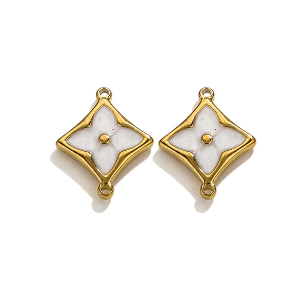 Wholesale Jewelry Stainless Steel 18K Goldplated Fourleaf Clover Double Hanging Bracelet Necklace Electroplating