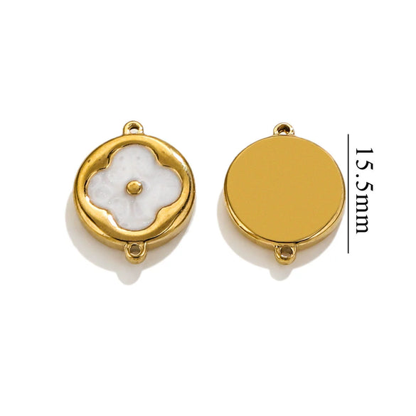 Wholesale Jewelry Stainless Steel 18K Goldplated Fourleaf Clover Double Hanging Bracelet Necklace Electroplating