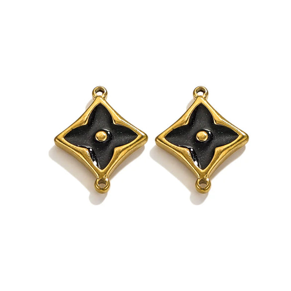 Wholesale Jewelry Stainless Steel 18K Goldplated Fourleaf Clover Double Hanging Bracelet Necklace Electroplating