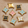 Wholesale Jewelry Stainless Steel 18K Goldplated Fourleaf Clover Double Hanging Bracelet Necklace Electroplating