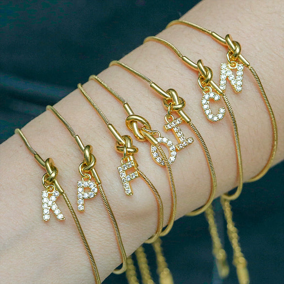 Wholesale Jewelry Stainless Steel Letter Pendant Love Knot Bracelet Electroplating For Women