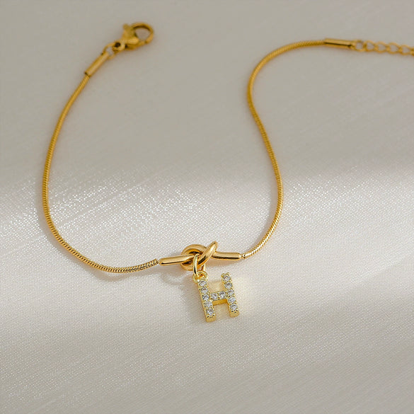 Wholesale Jewelry Stainless Steel Letter Pendant Love Knot Bracelet Electroplating For Women
