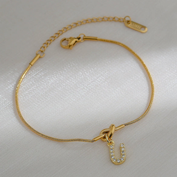 Wholesale Jewelry Stainless Steel Letter Pendant Love Knot Bracelet Electroplating For Women
