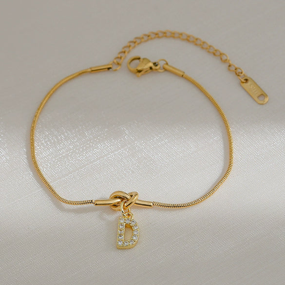 Wholesale Jewelry Stainless Steel Letter Pendant Love Knot Bracelet Electroplating For Women