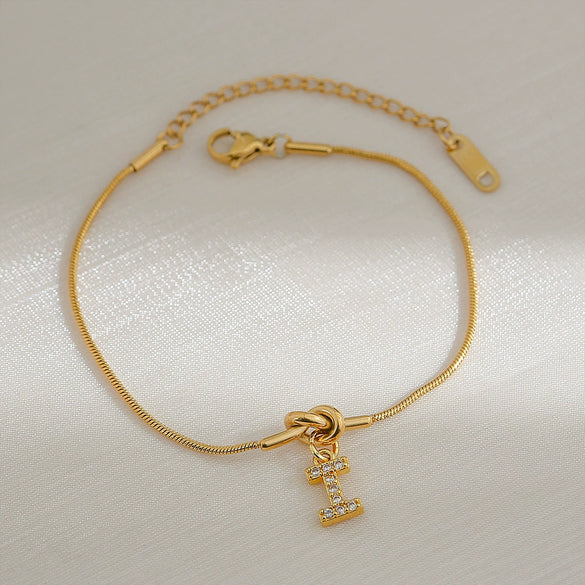 Wholesale Jewelry Stainless Steel Letter Pendant Love Knot Bracelet Electroplating For Women