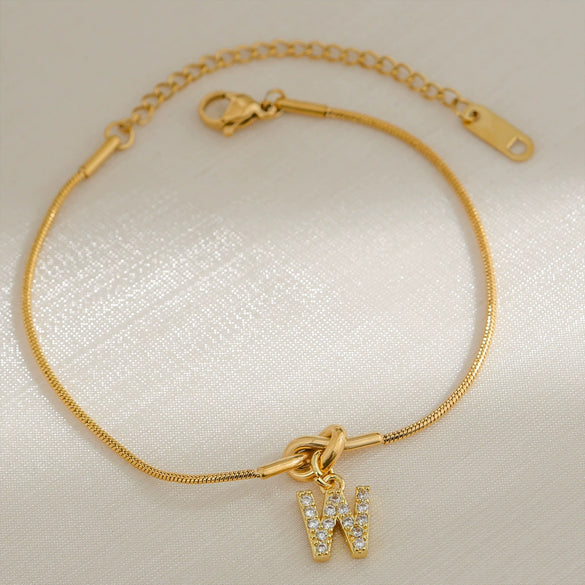 Wholesale Jewelry Stainless Steel Letter Pendant Love Knot Bracelet Electroplating For Women