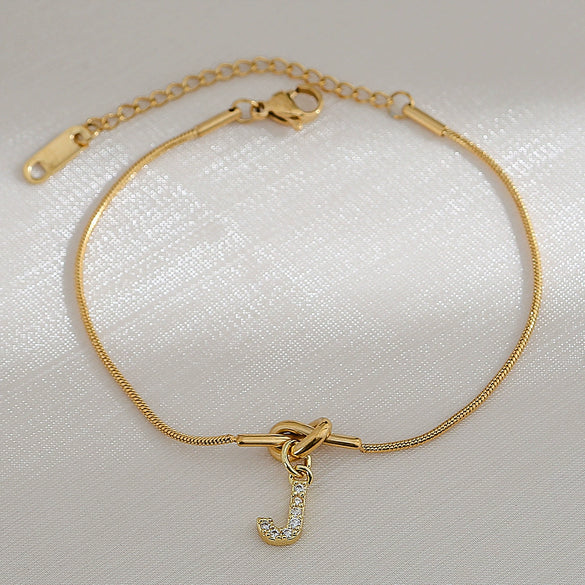 Wholesale Jewelry Stainless Steel Letter Pendant Love Knot Bracelet Electroplating For Women