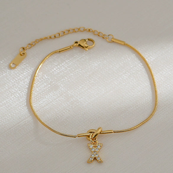 Wholesale Jewelry Stainless Steel Letter Pendant Love Knot Bracelet Electroplating For Women
