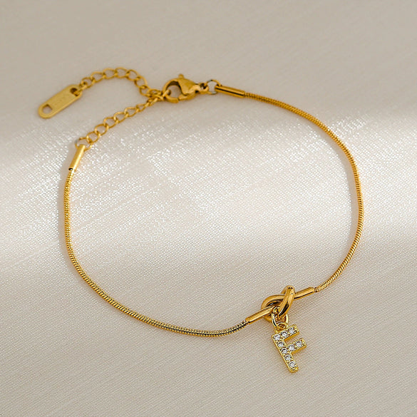 Wholesale Jewelry Stainless Steel Letter Pendant Love Knot Bracelet Electroplating For Women