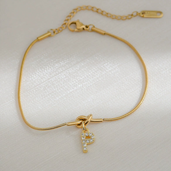 Wholesale Jewelry Stainless Steel Letter Pendant Love Knot Bracelet Electroplating For Women