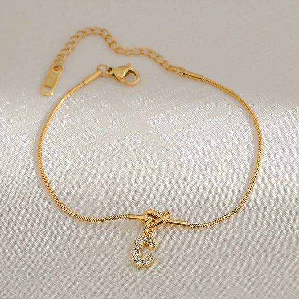 Wholesale Jewelry Stainless Steel Letter Pendant Love Knot Bracelet Electroplating For Women