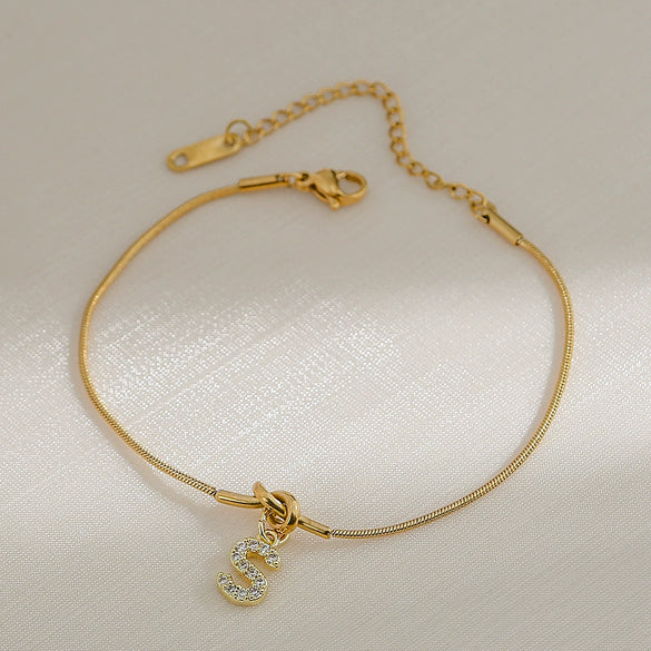 Wholesale Jewelry Stainless Steel Letter Pendant Love Knot Bracelet Electroplating For Women