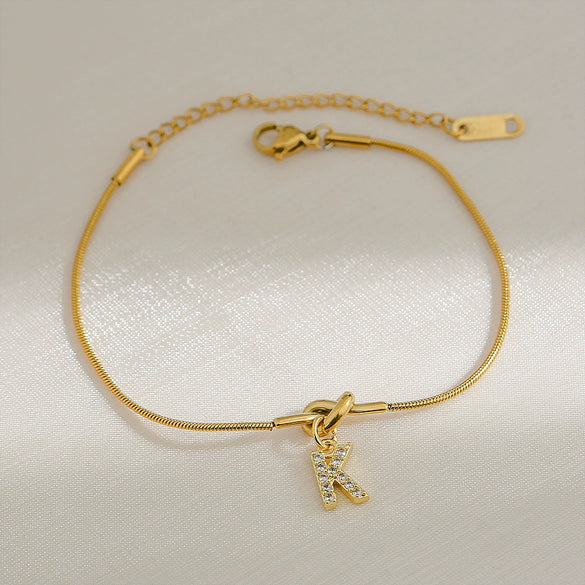 Wholesale Jewelry Stainless Steel Letter Pendant Love Knot Bracelet Electroplating For Women