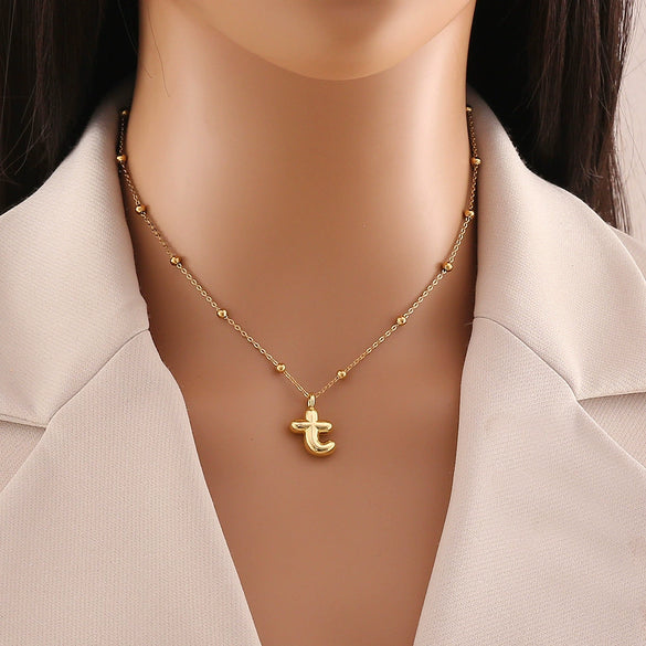 Wholesale Jewelry Stainless Steel Letter Pendant Necklace With Electroplating