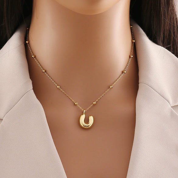 Wholesale Jewelry Stainless Steel Letter Pendant Necklace With Electroplating