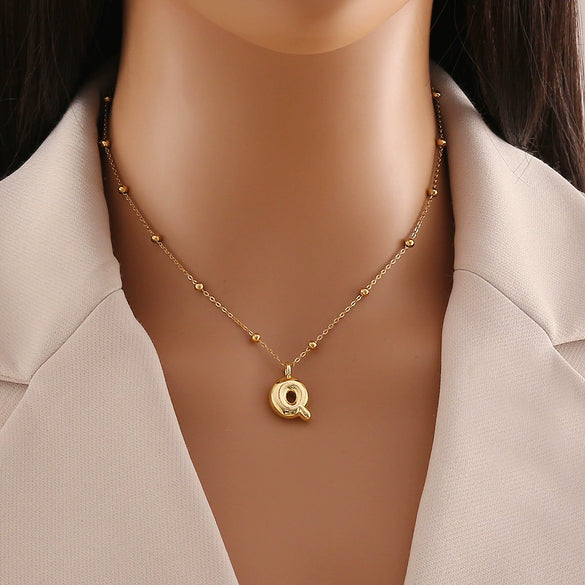 Wholesale Jewelry Stainless Steel Letter Pendant Necklace With Electroplating